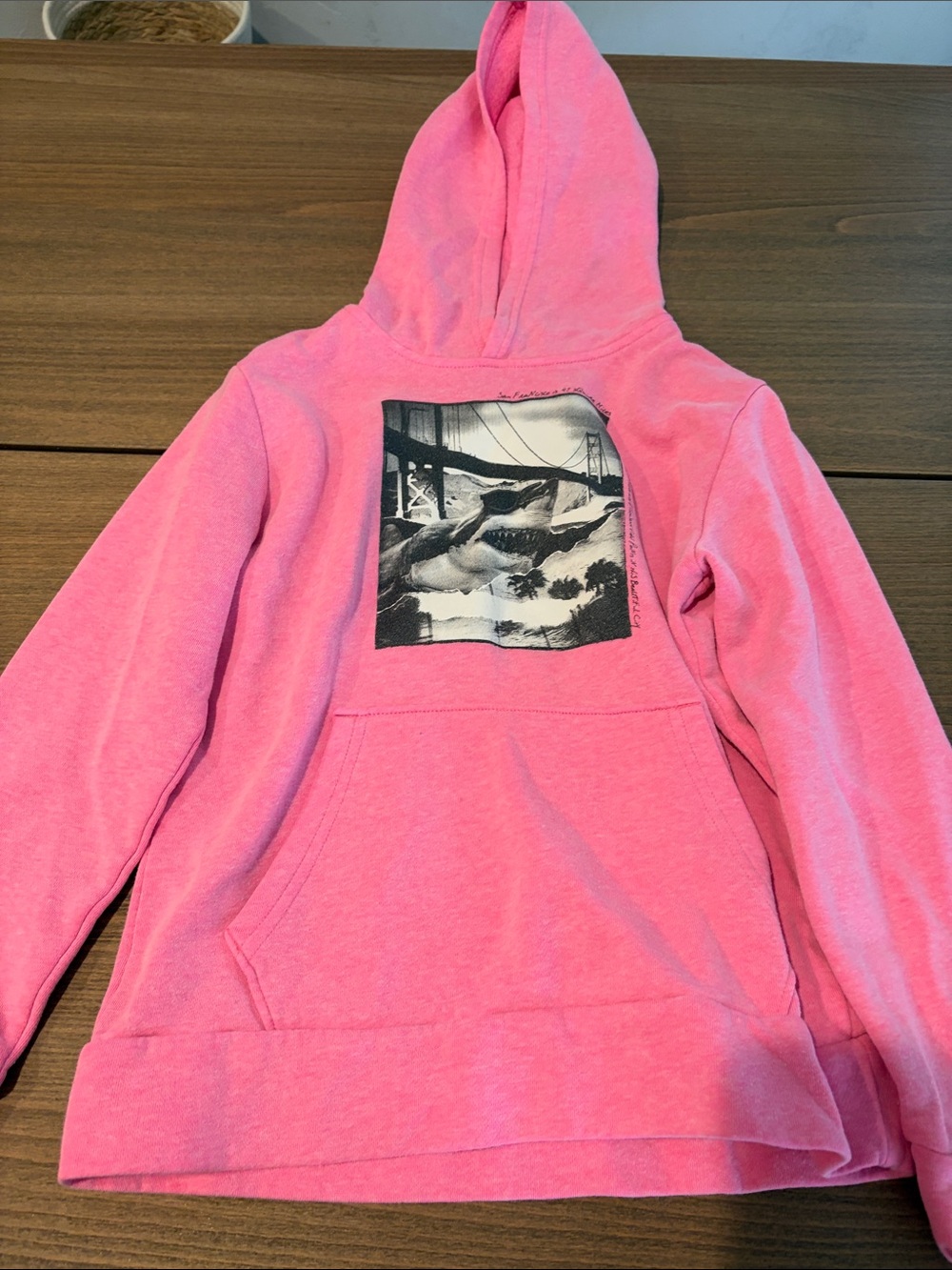 Old Navy Pink Hoodie with Black-and-White Graphic